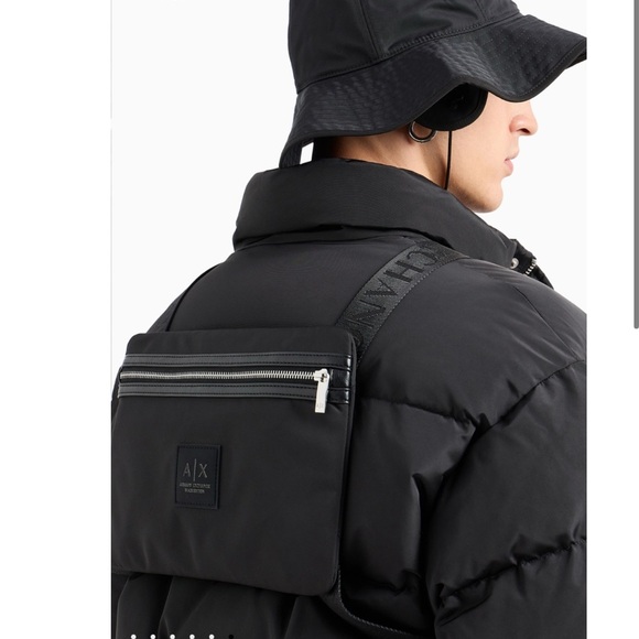 Armani Exchange Black mini Backpack with Silver Accents - Picture 1 of 5